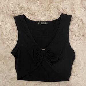 Black Crop Top with Ring in the Middle